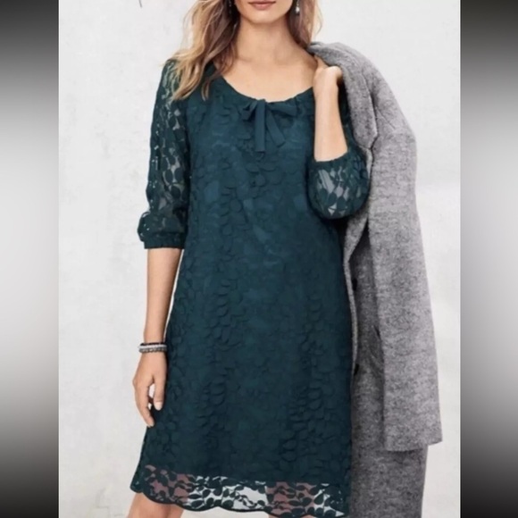 Garnet Hill Turquoise Boheme Easy Lace Dress Size 4 - Picture 8 of 8